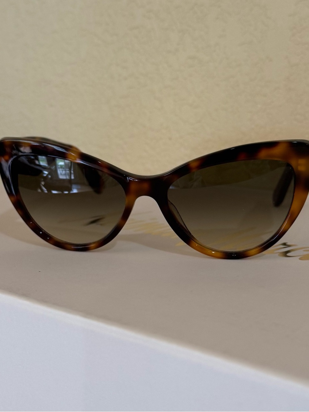Salvatore Ferragamo tortoiseshell sunglasses with black leather textured case